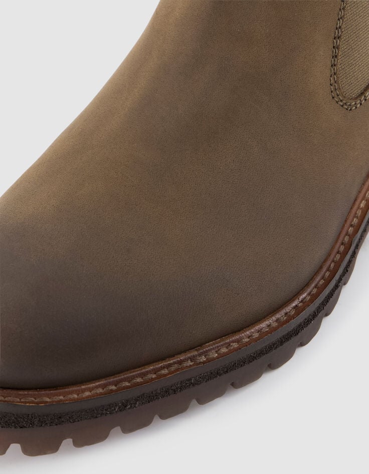 Chelsea boots beiges cuir semelles crant&eacute;es Homme-5