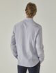 Wit SLIM overhemd fijne marine streepjes Heren-2