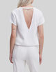 Gebroken witte top halskettingversiering rug Dames-3