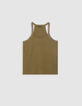 Women’s khaki vest top with bead- embroidered armholes-5