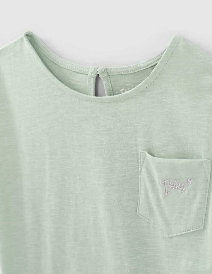 Girls’ aqua embroidered organic cotton Essential dress - IKKS