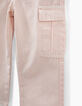 Hellrosa Mädchenjeanslatzhose im Cargostil-6