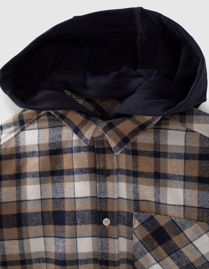 Camisa azul marino cuadros capucha extraíble niño-4