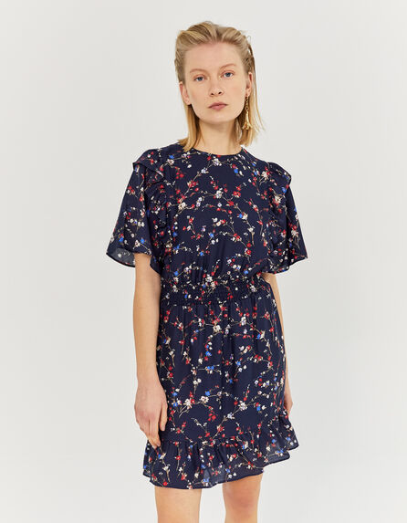 Women’s cherry blossom print viscose and silk dress