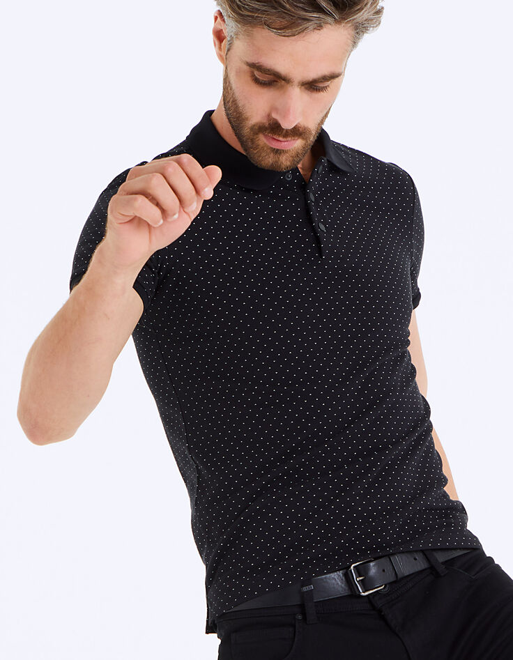 Polo negro falso liso Hombre-1