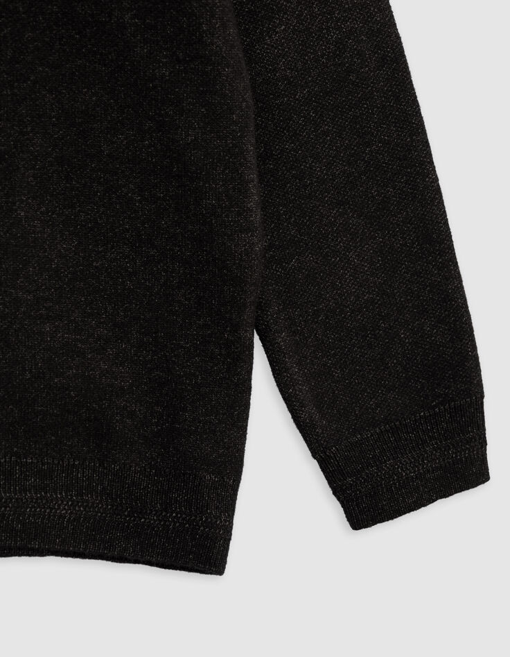 Jersey negro cuello polo Intarsia mensaje chico espalda-4