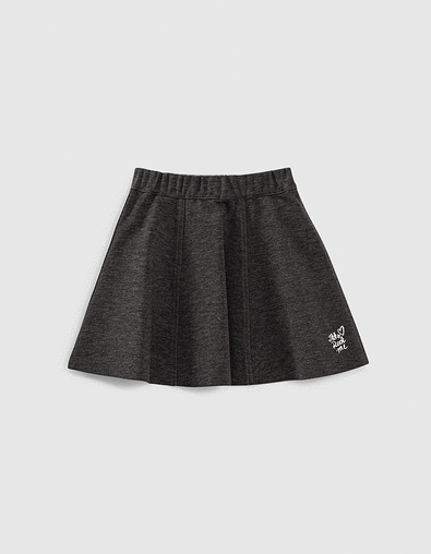 Jupe patineuse reversible gris chine et argent fille IKKS