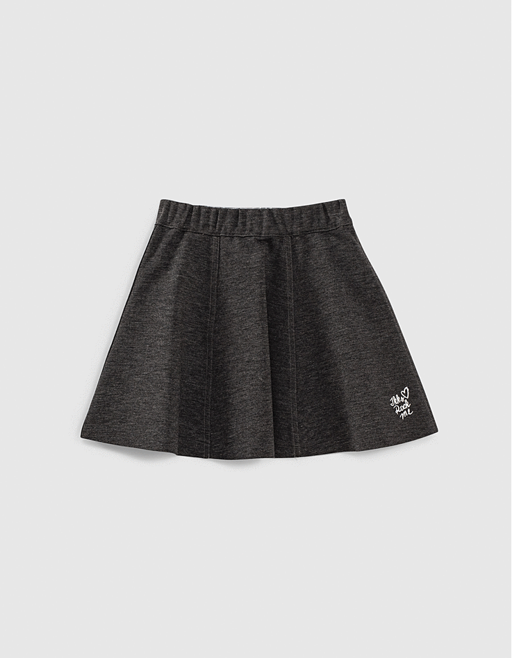 Girls grey marl and silver reversible skater skirt IKKS