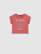 T-shirt corail coton bio oiseau silver fille-2