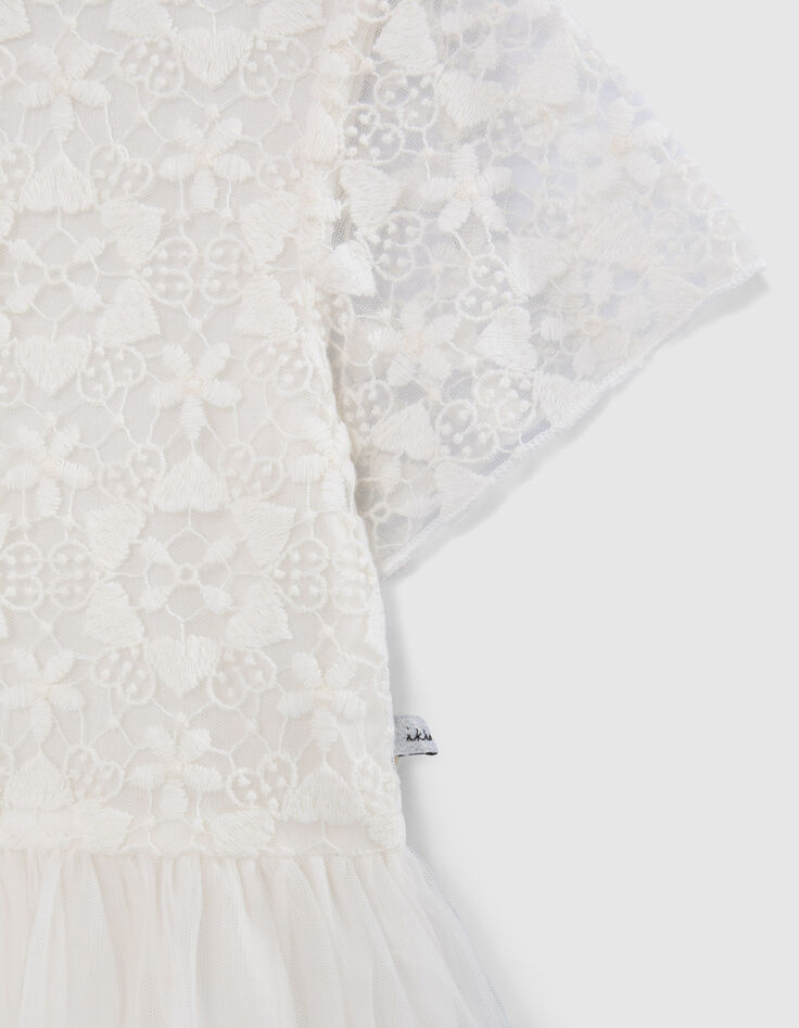 Witte jurk twee materialen kant en tule meisjes-5
