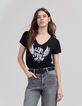 Zwart T-shirt opdruk gevleugelde tekst Dames-2