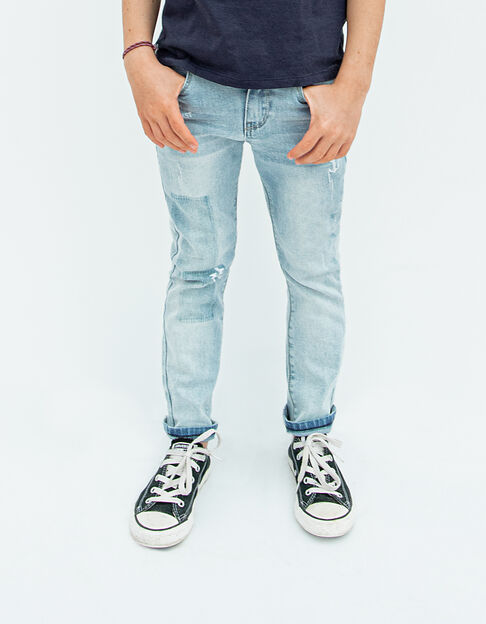 Jean slim faded blue printé coton bio waterless garçon 