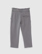 Pantalon gris chin&eacute; avec ceinture fronc&eacute;e fille-4