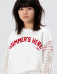 Sweat blanc manches crochet ajouré fille-1