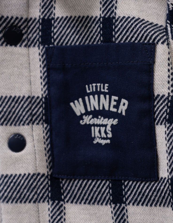 Baby boys’ ecru shirt with navy checks-4