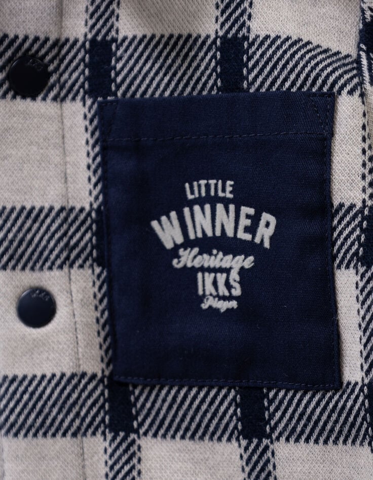 Baby boys’ ecru shirt with navy checks-4 Baby boys’ ecru shirt with navy checks-4