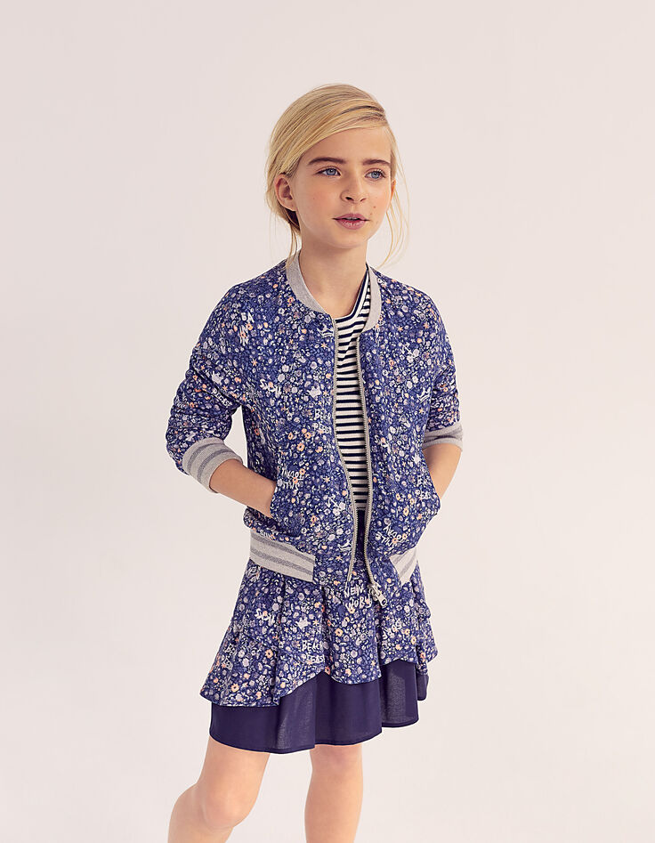 Falda navy Ecovero&reg; estampado flores ni&ntilde;a-2