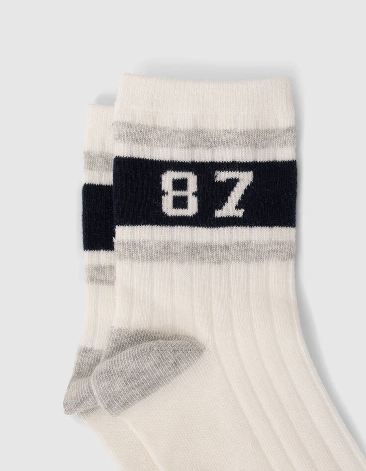 Jungensocken in Marineblau, Weiß und Blau-4