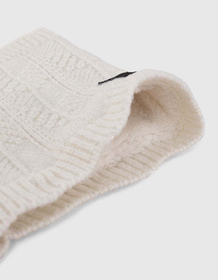 Cremewei&szlig;er M&auml;dchenstricksnood mit Lurex-5