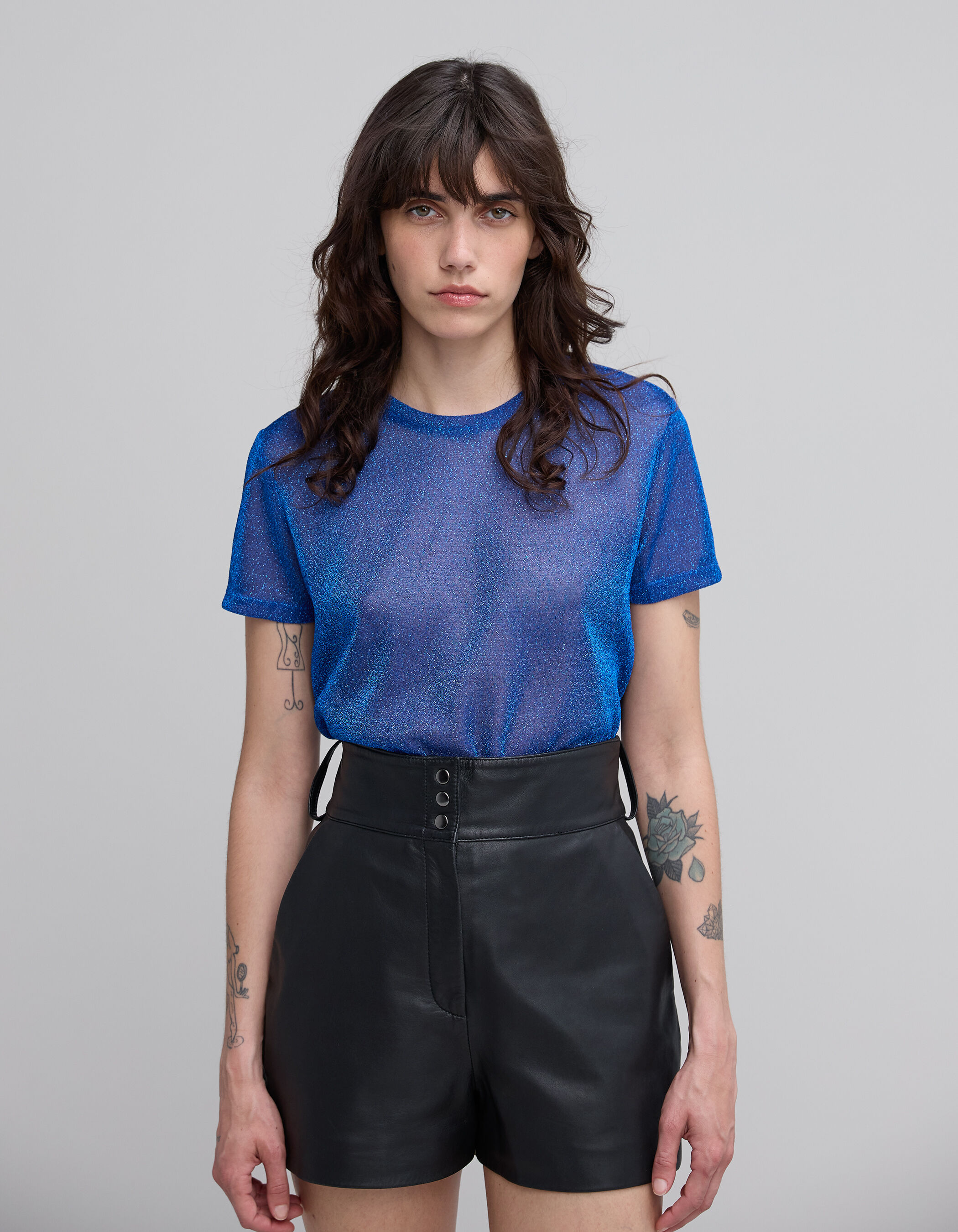 Koningsblauw T shirt lurex dierenmotief Dames IKKS
