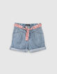 Mädchen-Mom-Shorts mit Schalgürtel, Bio, in Light Blue-1