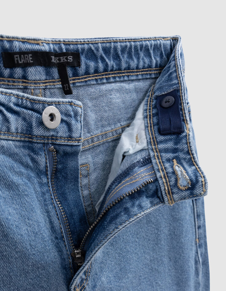 Jean FLARE bleu Waterless broderie poche dos fille-9
