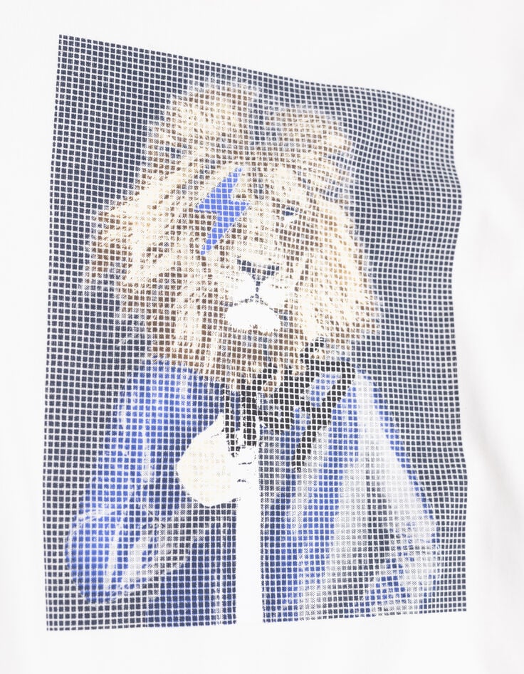 T-shirt blanc coton bio visuel homme-lion garçon-5