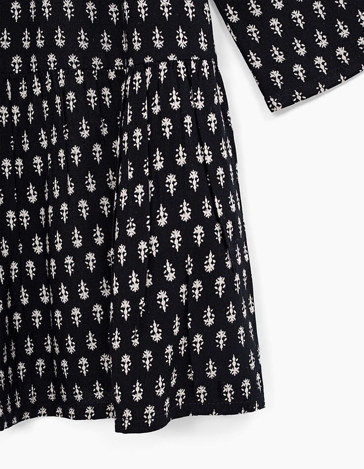 Girls’ black minimalist ethnic print shirt-dress-2
