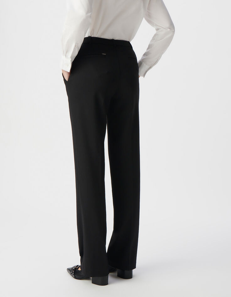 Pantalon de tailleur noir ajusté maille Milano Femme-4
