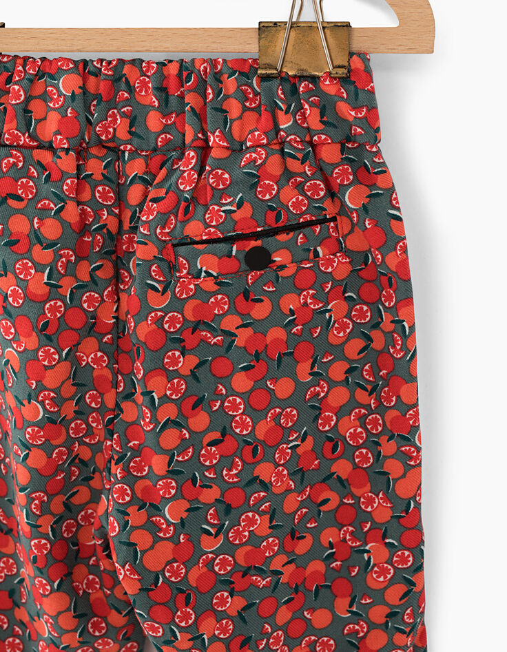 Pantalón caqui claro estampado naranjas bebé niña-5