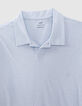 Men&rsquo;s sky blue slub short sleeve polo shirt-2
