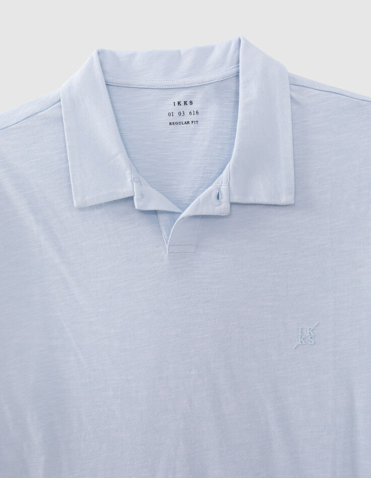 Men&rsquo;s sky blue slub short sleeve polo shirt-2