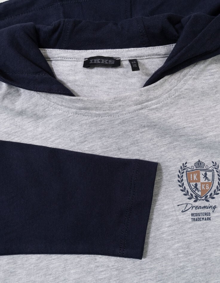 Grijs T-shirt biokatoen trompe l'oeil mouwen jongens-6