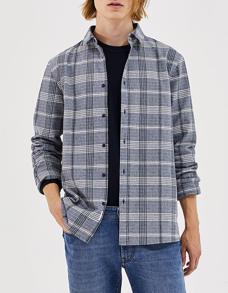 Chemise REGULAR marine à carreaux Homme-1