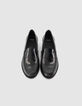 Mocassins noirs cuir avec couture fronc&eacute;e Femme-3
