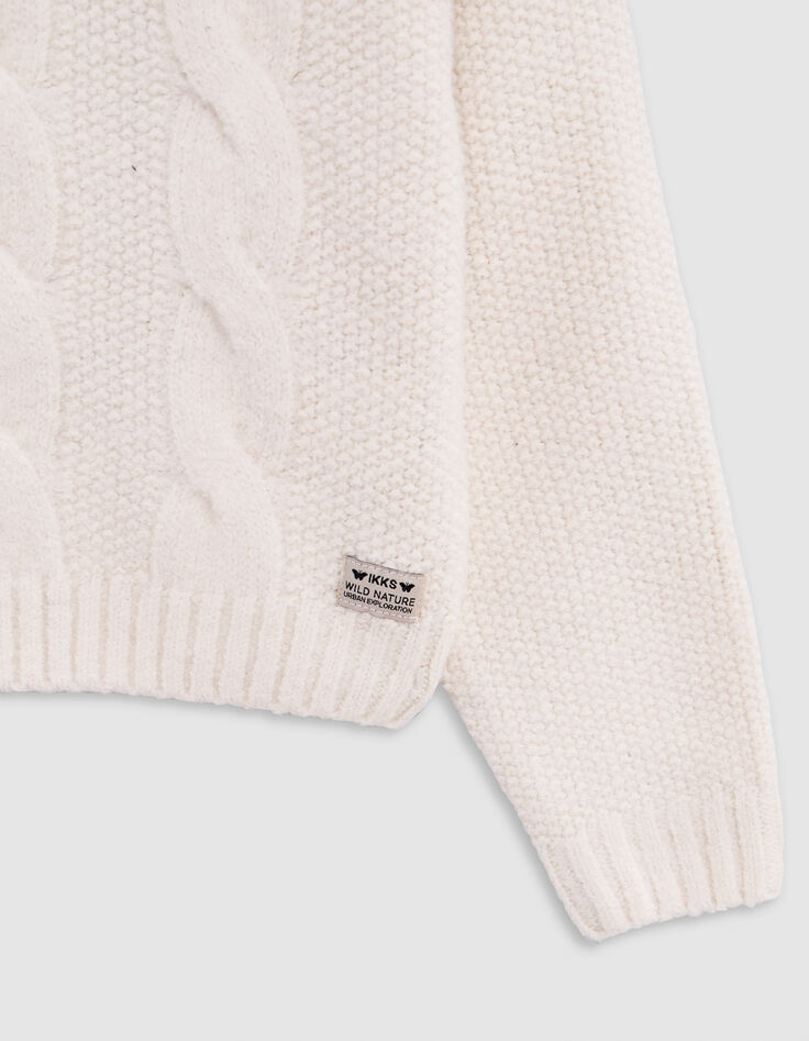 Jersey de punto de cuello alto crudo para niña-6