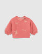 Sweat bois de rose broderies et flocages bébé fille-1
