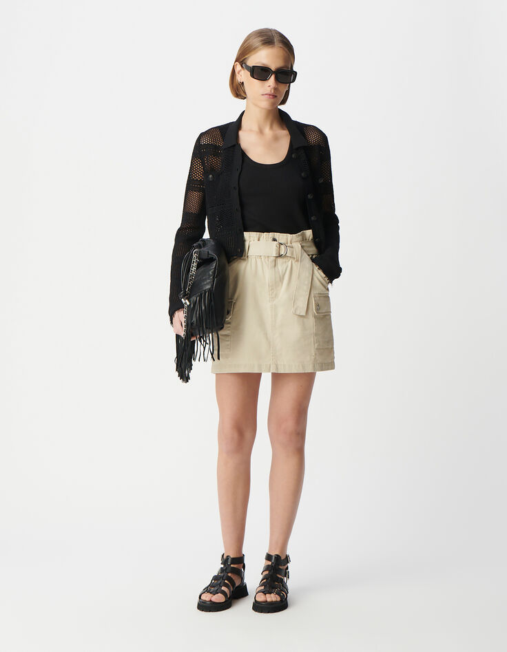 Jupe courte beige esprit battle ceinturée Femme-1