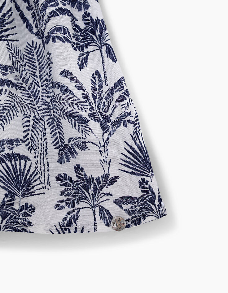 Top blanc cassé imprimé palmiers bleus fille-4 Top blanc cassé imprimé palmiers bleus fille-4