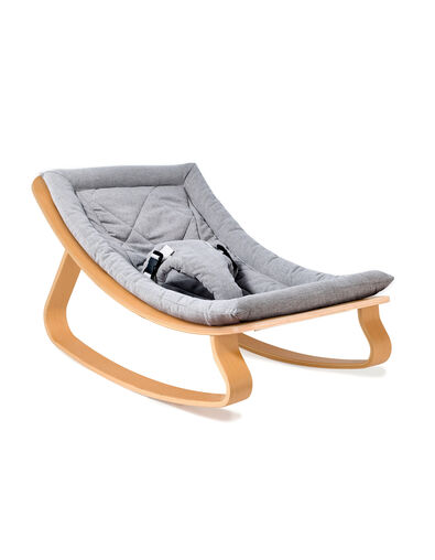 CHARLIE CRANE Levo baby walnut rocker, sweet grey cushion - IKKS