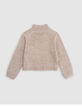 Jersey de punto calado beige de niña-3