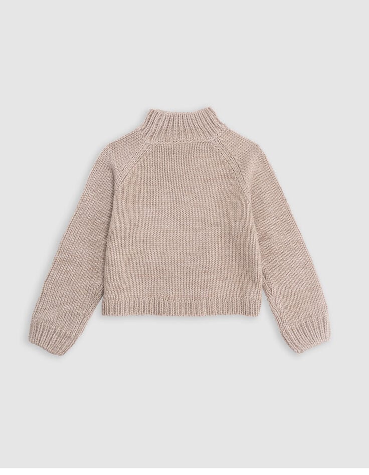Jersey de punto calado beige de niña-3 Jersey de punto calado beige de niña-3