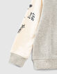 Boys’ grey marl sweatshirt with ecru sleeves-5
