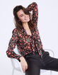 Blouse lavallière en voile imprimé floral femme-1