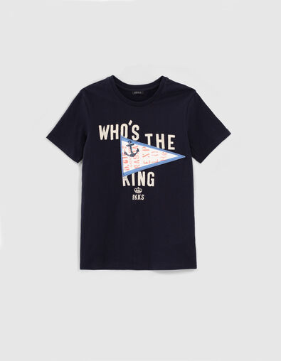Boys’ navy patched flag T-shirt - IKKS