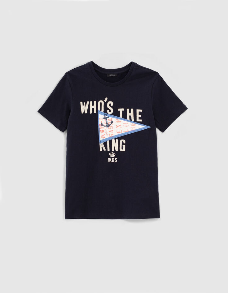 Tee-shirt navy avec drapeau patché garçon-1 Tee-shirt navy avec drapeau patché garçon-1