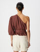 Asymmetrical magnum linen top with basque Women-3