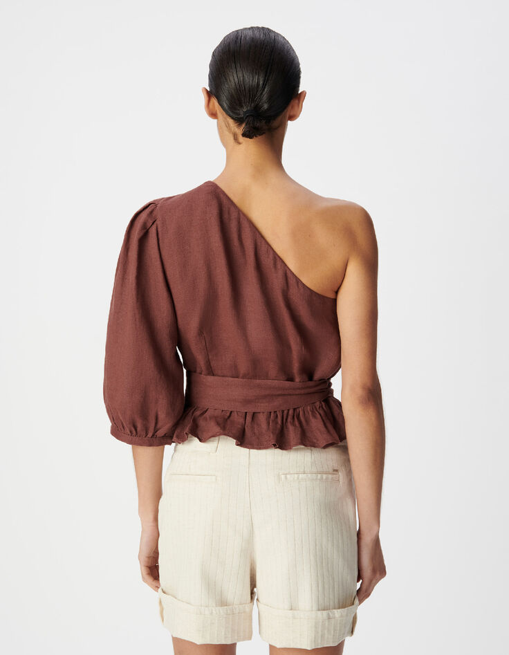 Asymmetrical magnum linen top with basque Women-3