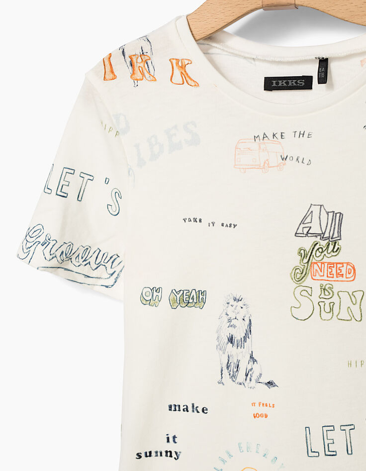 Boys' off-white drawing T-shirt-3