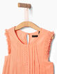 Girls’ peach dress, lace trim-4